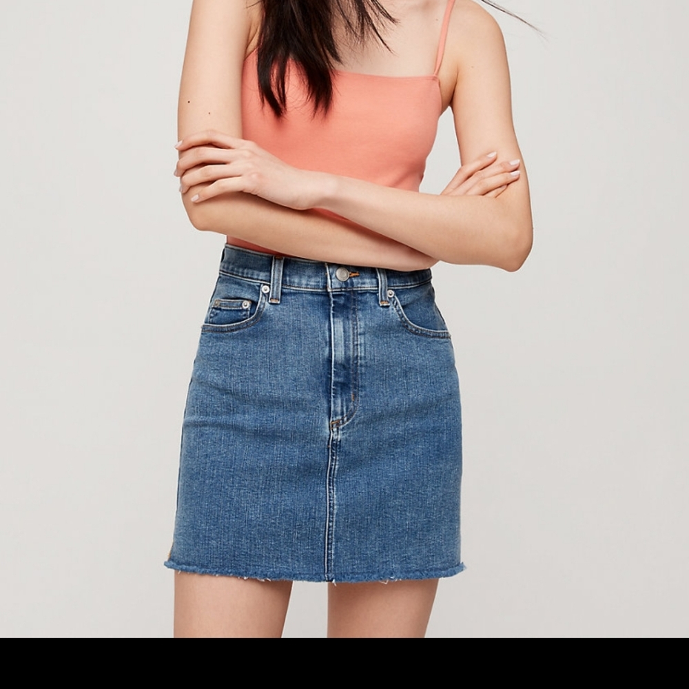 wilfred free denim cut off skirt